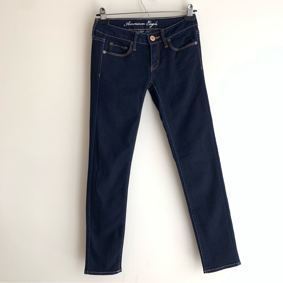American Eagle Skinny Jeans Stretch Denim Dark Wash Low rise Y2K 2000s Size 2 - Picture 2 of 14